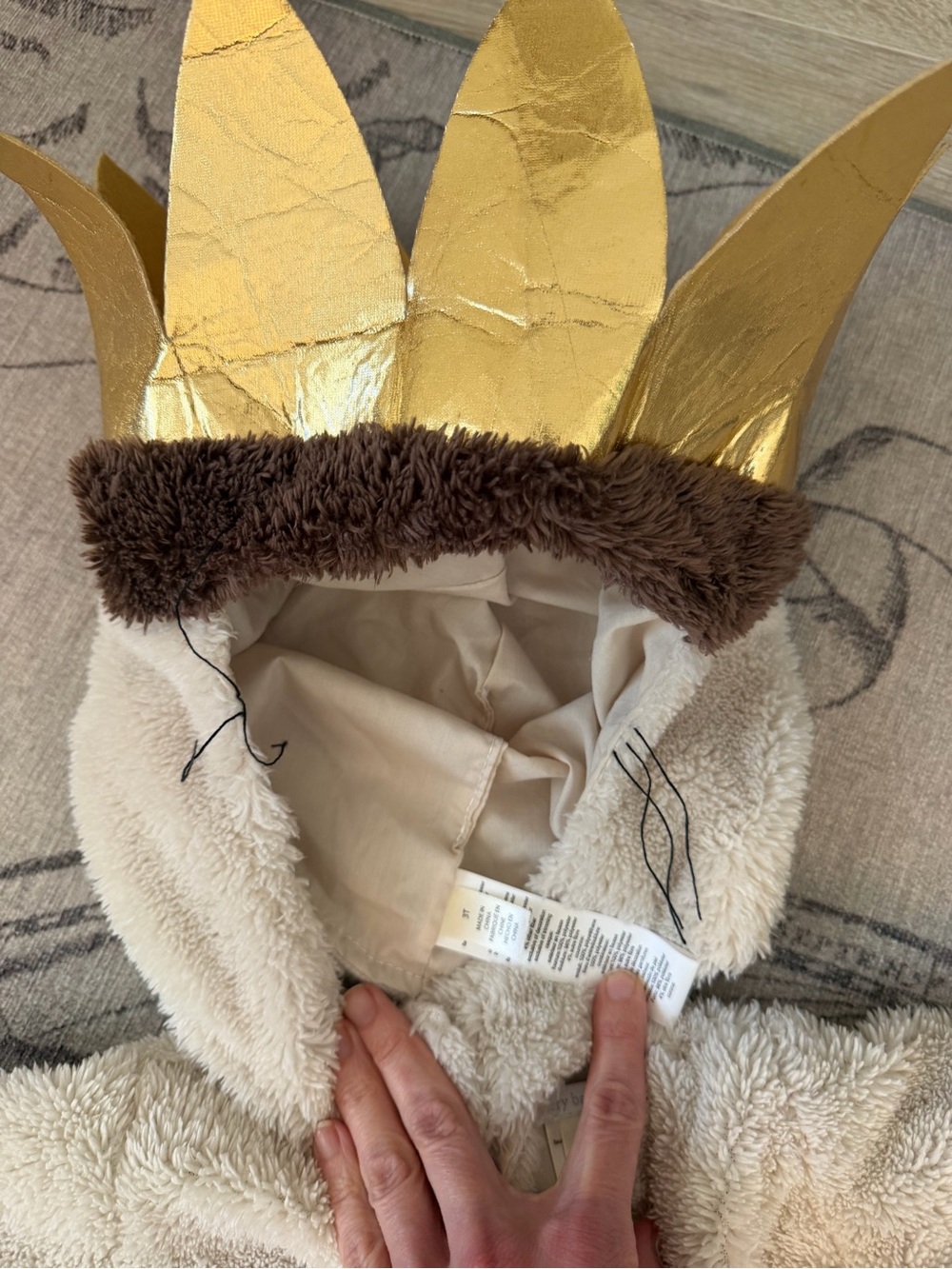 Pottery Barn Kids Cream Lamb Costume with Gold Crown - Picture 3 of 6